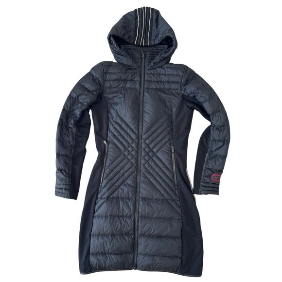 Alp N Rock Womens Hooded Quilted Puffer Coat With Striped Hood - Black M… - Picture 1 of 12